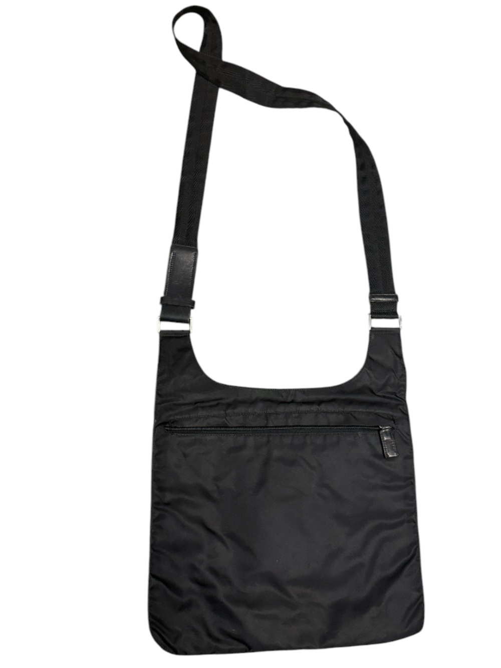 Vintage Prada Tessuto Nylon Triangle Logo Plaque Leather Crossbody Shoulder Bag - Picture 3 of 8